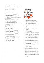 English Worksheet: The worst pick up lines ever