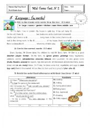 English Worksheet: Mid-Term Test 2 (7th form)