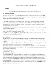 English Worksheet: Lesson 5 the emailer vs the texter 2nd year
