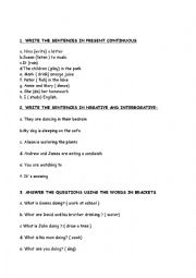 English Worksheet: PRESENT CONTINUOUS