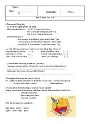 English Worksheet: mid-term test 2 1st form