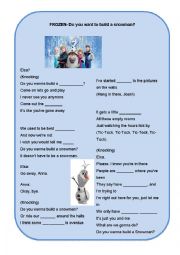 English Worksheet: 1/2 Frozen Song: Do you want to build a Snowman