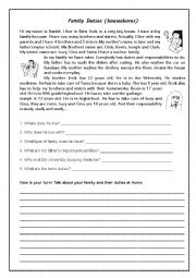 English Worksheet: family duties