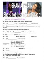 English Worksheet: Lets sing Shania twain Shes not just a pretty face PART 2