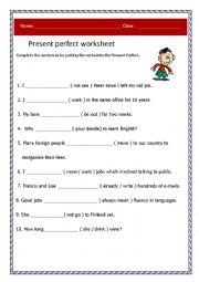 English Worksheet: Present Perfect Worksheet