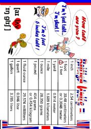 English Worksheet: British Units of measurement vs Metric system