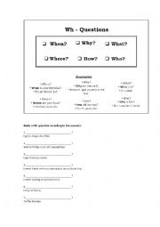English Worksheet: WH Questions and Simple Present D