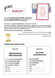 English Worksheet: Outburst (part 1- rules)