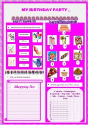 English Worksheet: my birthday party (part1)