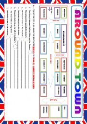 English Worksheet: AROUND TOWN - ASKING AND GIVING DIRECTIONS