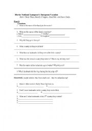 English Worksheet: National Lampoons European Vacation Worksheet