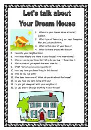 English Worksheet: Lets talk about your dream house
