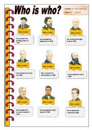 English Worksheet: Who is who?  (Inventors)