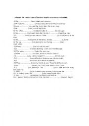 English Worksheet: Present Simple and Present Continuous exercise