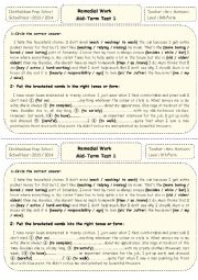 English Worksheet: Remedial work