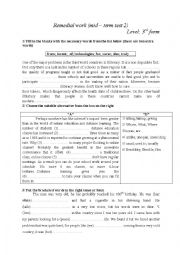 English Worksheet: remedial work for 3rd form pupils