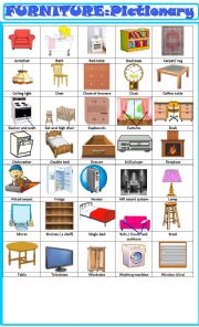 English Worksheet: Furniture :pictionary