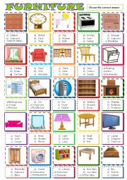 English Worksheet: Furniture :Multiple choice activity
