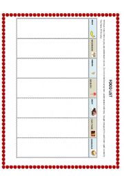 English Worksheet: Food List