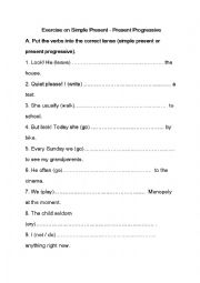 English Worksheet: Simple Present - Present Progressive