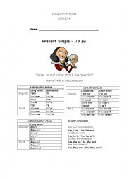 English Worksheet: The verb to be