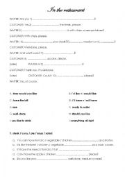 English Worksheet: In the restaurant worksheet for adults