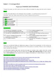 English Worksheet: Inventions - project work assignment