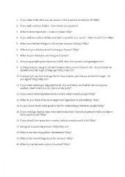 Conversation questions - warm-up exercise for new class-mates