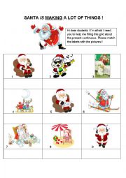 English Worksheet: Santa and the present countinuous