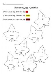 English Worksheet: Autumn Leaf Addition