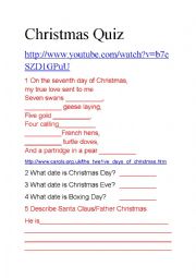 English Worksheet: Christmas Quiz