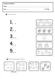 English Worksheet: Numbers: count and match