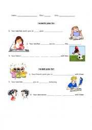English Worksheet: Want you to