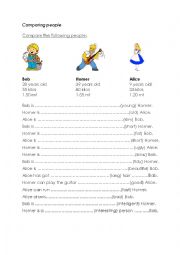 English Worksheet: Comparing people