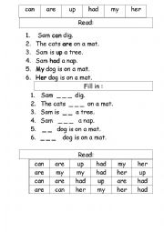 English Worksheet: high frequency words