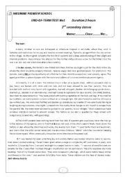 English Worksheet: 2nd form end of term test