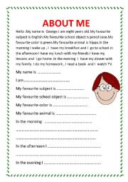 English Worksheet: About me