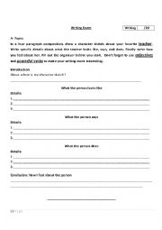 English Worksheet: Writing a character sketch