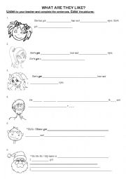 English Worksheet: What are they like?