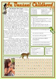 English Worksheet: AN UNUSUAL CHILDHOOD - Reading Comprehension 