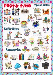 English Worksheet: Party Time Picture Dictionary#1