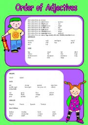 English Worksheet: Order of Adjectives