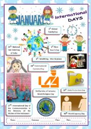 English Worksheet: January special days 