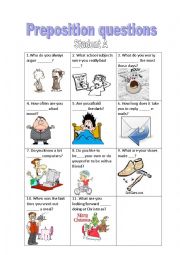 English Worksheet: Preposition conversation questions-- Student A