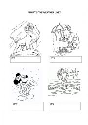 English Worksheet: what is the weather like today cartoons