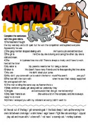 English Worksheet: Idioms Series-Animal Idioms Exercise