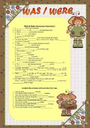 English Worksheet: Was / Were