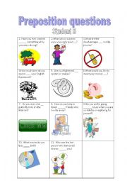 English Worksheet: Preposition conversation questions-- Student B