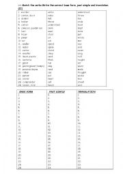 English Worksheet: past simple and past participle