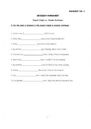 Revision worksheet - Present Simple vs. Present Continuous